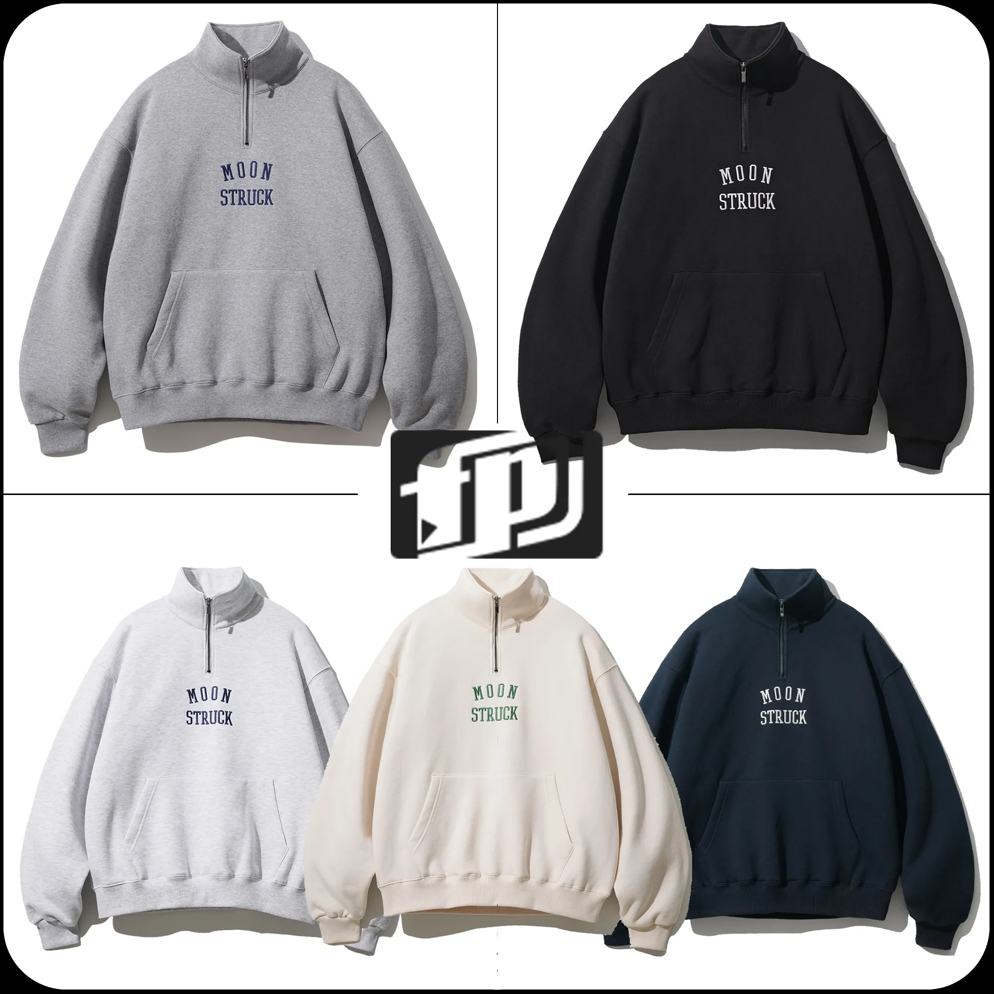 FP142  |【FEPL】★MOONSTRUCK HALF ZIP-UP OVREFIT SWEATSHIRT