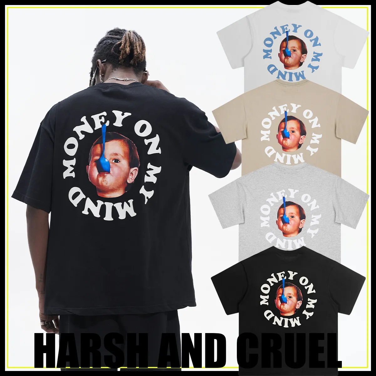 HARSH AND CRUEL  |Crew Neck Unisex Street Style Cotton Short Sleeves Oversized