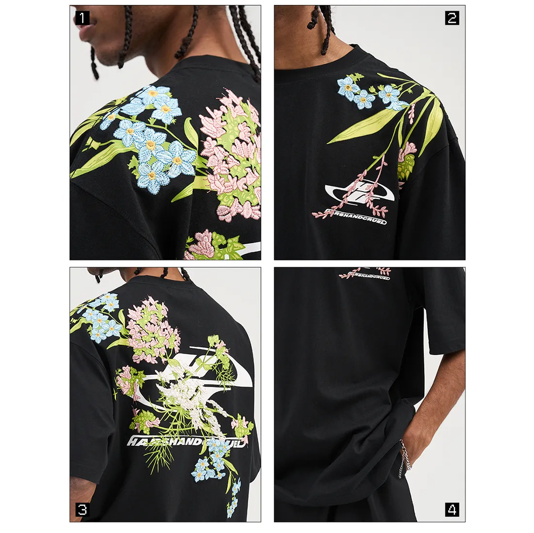 HARSH AND CRUEL  |Flower Patterns Unisex Street Style Cotton Short Sleeves