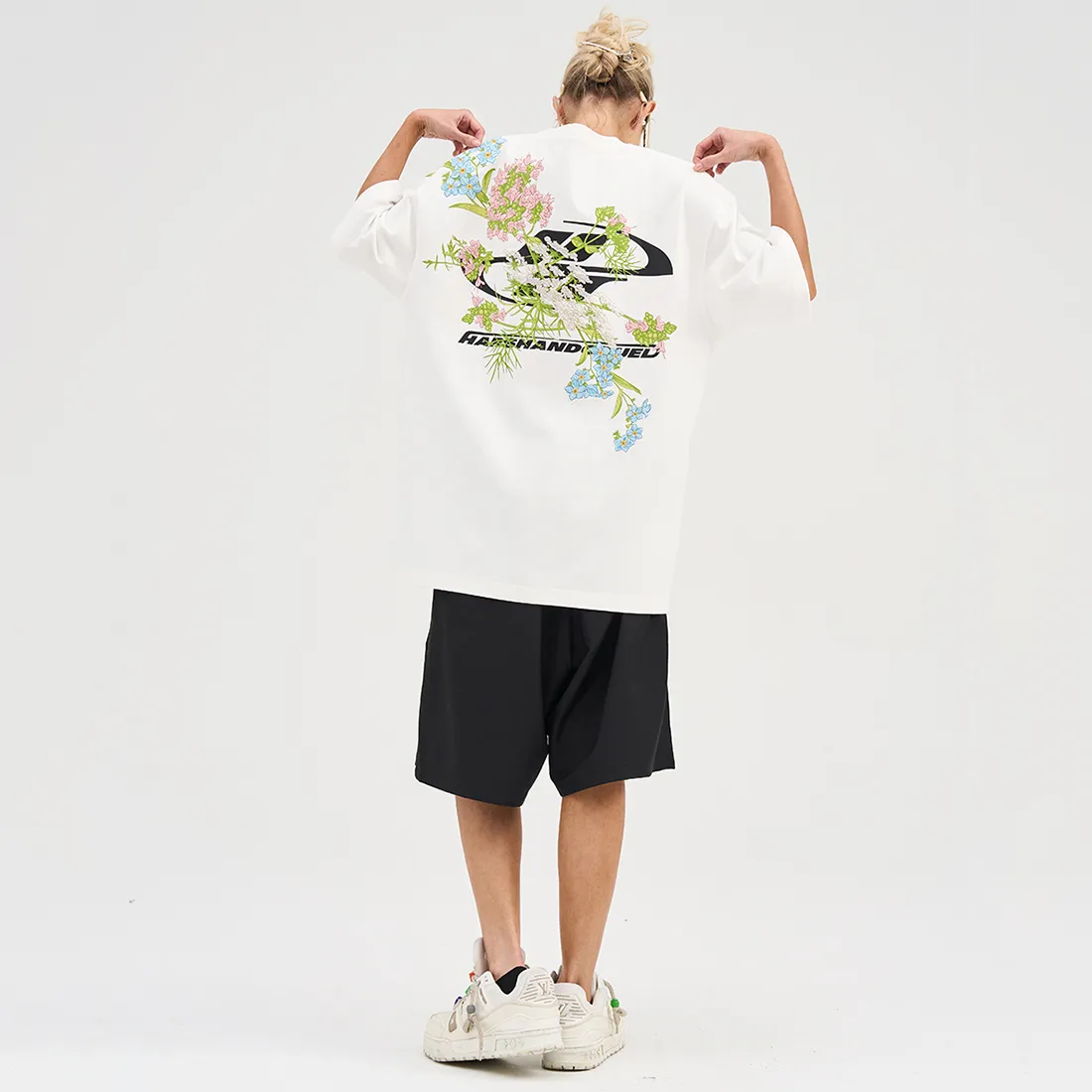 HARSH AND CRUEL  |Flower Patterns Unisex Street Style Cotton Short Sleeves