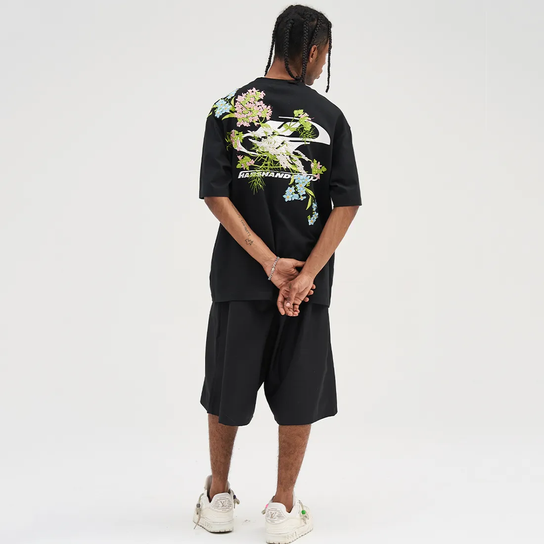 HARSH AND CRUEL  |Flower Patterns Unisex Street Style Cotton Short Sleeves