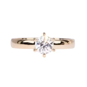 Hexagon Shape Diamond Engagement Ring on Wide Band 14K Gold IGI Cert R6655