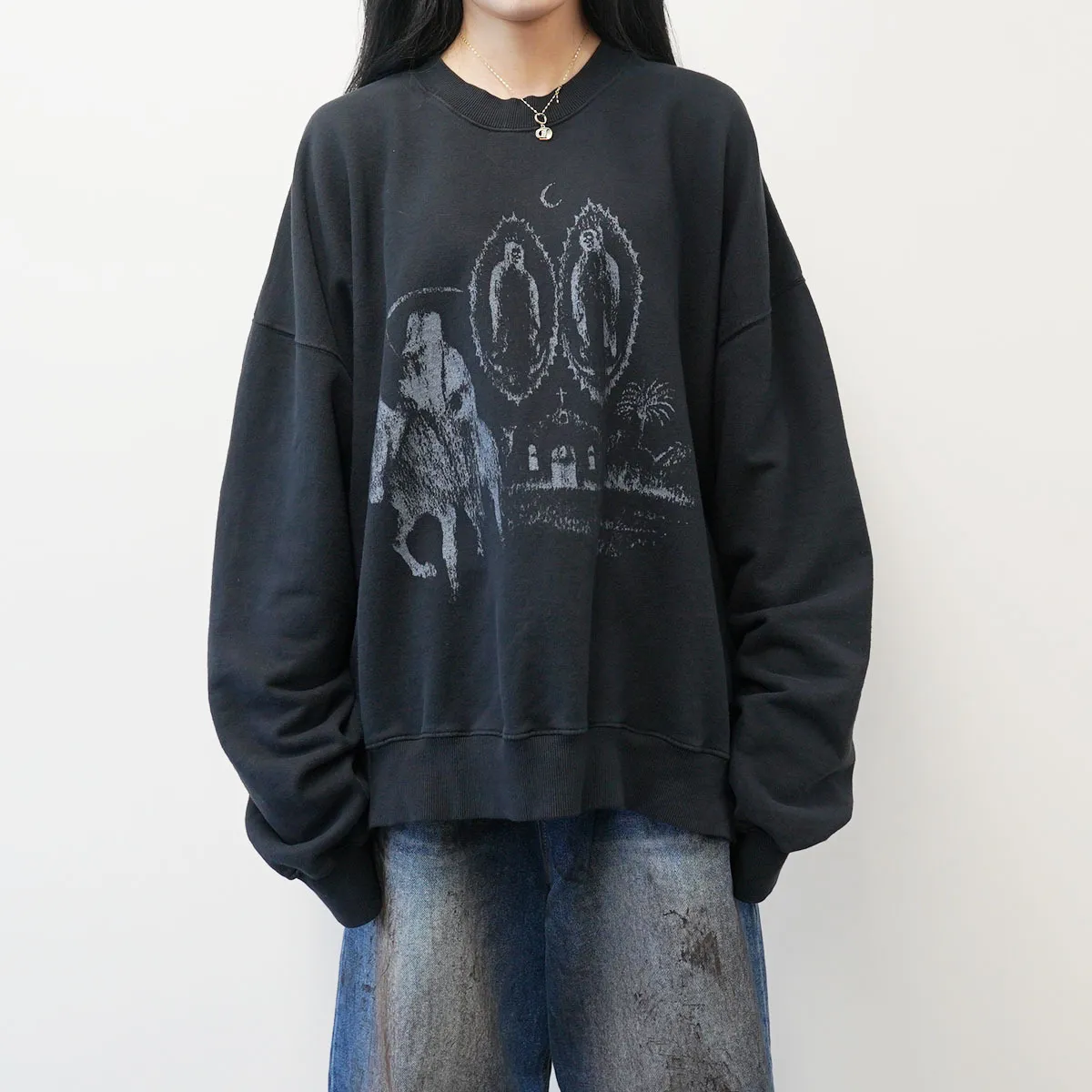 IONSEOUL  |Unisex Street Style Oversized Logo Sweatshirts