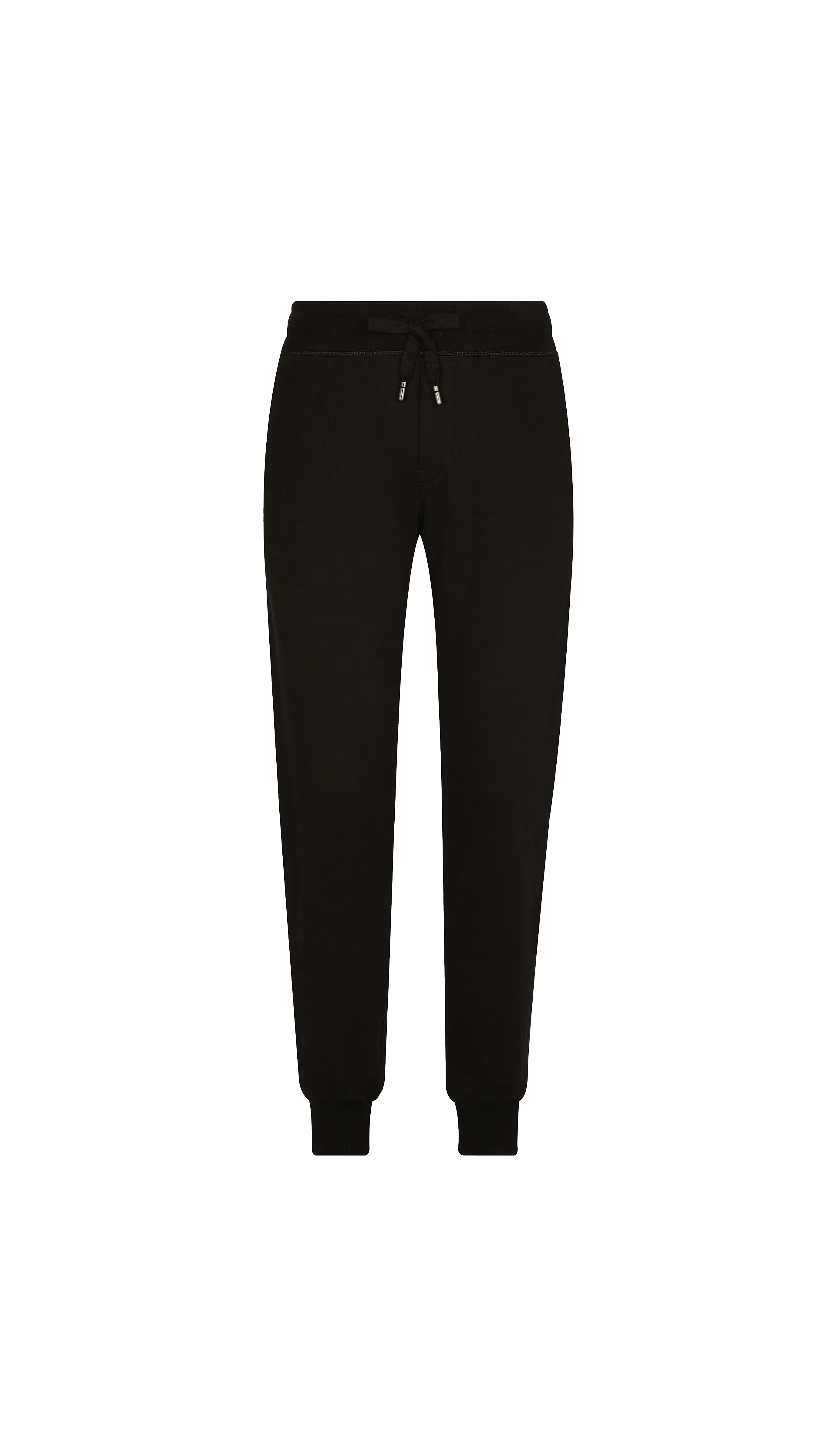 Jersey Jogging Pants With Branded Tag - Black