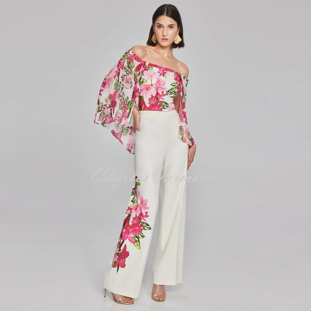 Joseph Ribkoff Floral Print Wide Leg Trouser - Style 241752