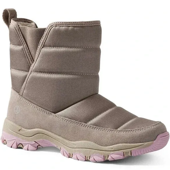 Lands' End Women's Squall Lite Insulated Snow WINTER Boots TAUPE 9 B