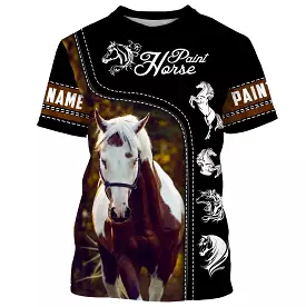 Le Paint Horse, Race de Chevaux Américaine - T-shirt 3D All-Over Personnalisé - Cadeau pour Homme, Femme, Enfant qui Aime Les Ch