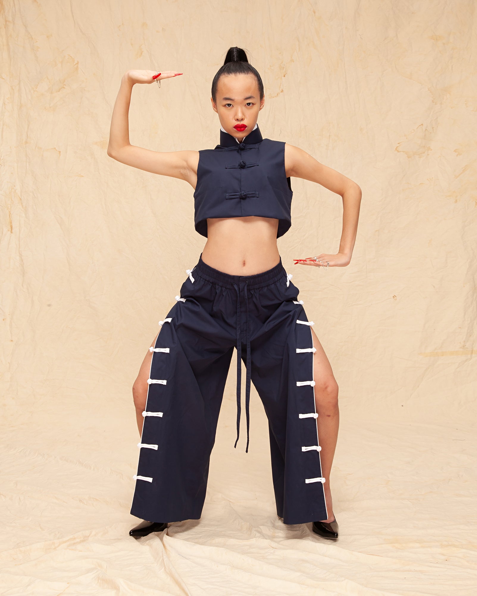 Li Bai Crop Top (Navy)