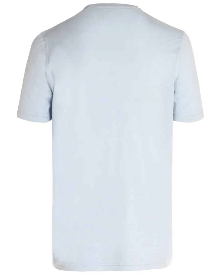 Light Blue Cotton Blend Short Sleeve T-Shirt