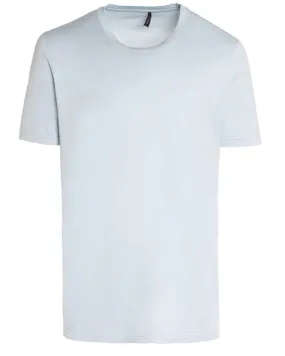 Light Blue Cotton Blend Short Sleeve T-Shirt