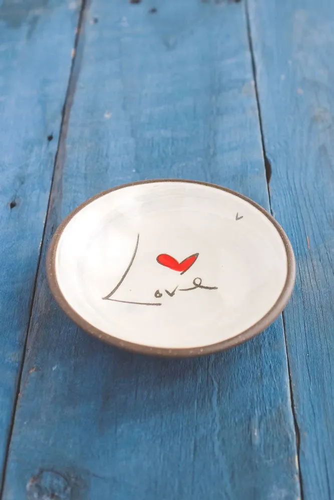 Love - Word Hand Painted Ceramic Mini Bowl