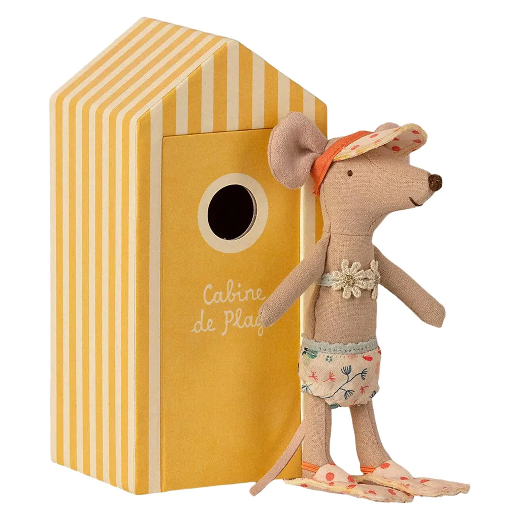 Maileg Toys Big Sister Beach Mouse In Cabin De Plage