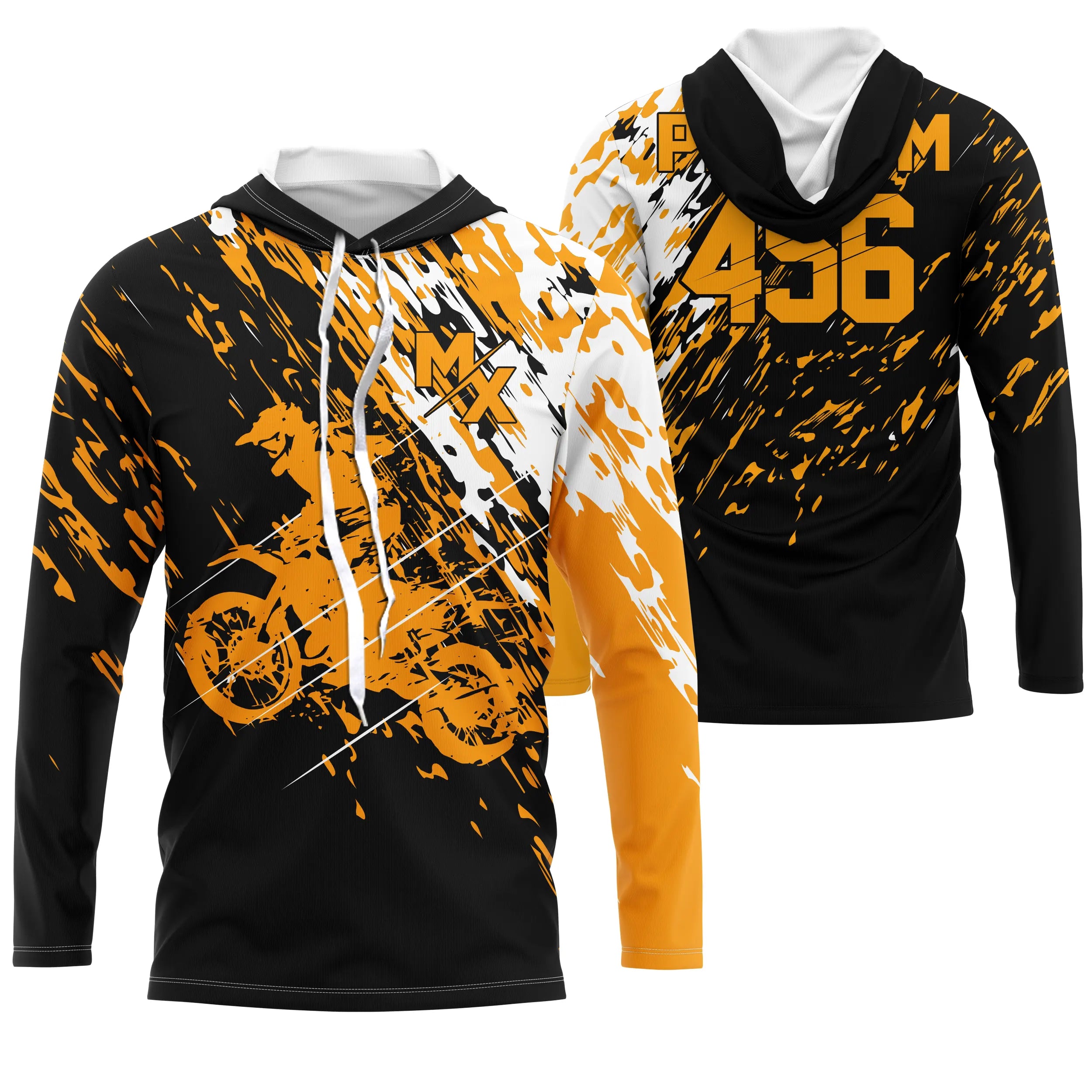 Maillot Cross Protection UV Orange, Cadeau Personnalisé Pilote Moto Cross, T-shirt MX Racing - CT20122232