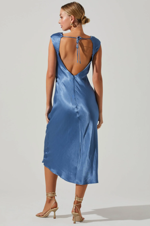 Makenna Scoop Neck Open Back Slip Midi Dress