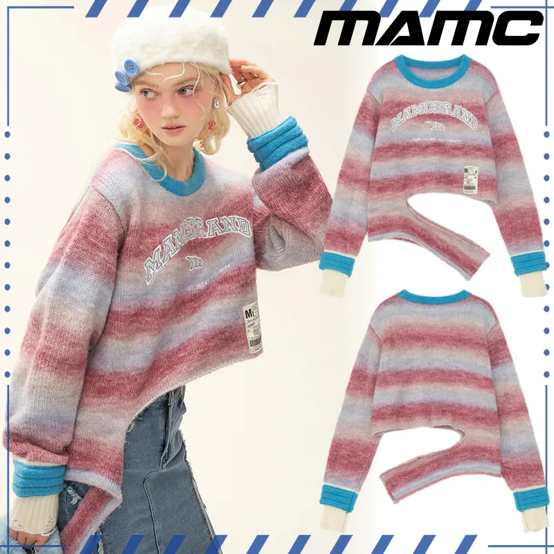 MAMC  |Unisex Street Style Oversized Logo V-neck & Crew neck