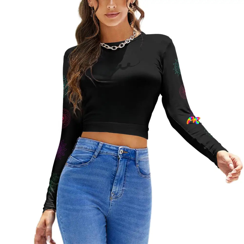 Mandala Long Sleeve Backless T-shirt