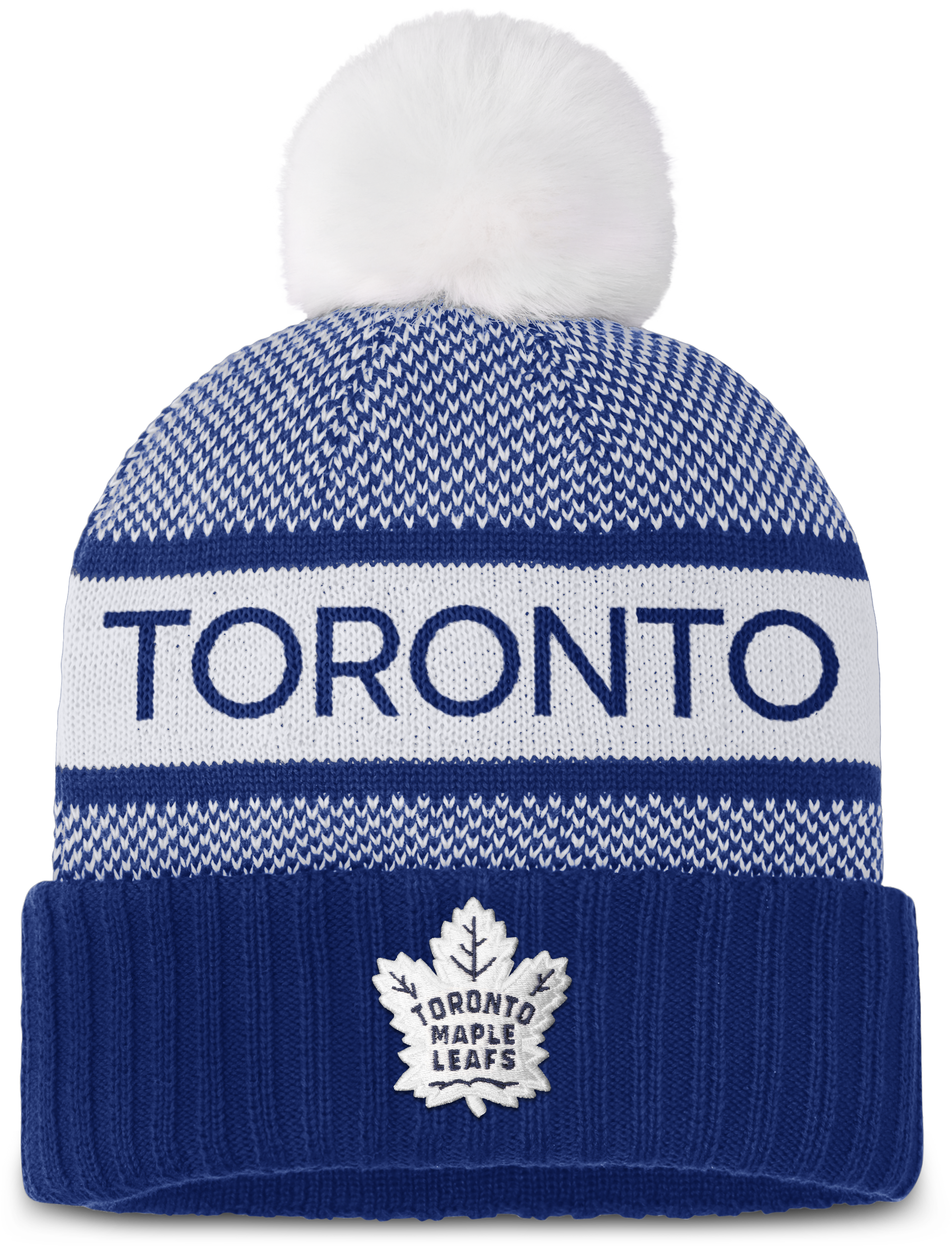 Maple Leafs Fanatics Women's 2023 Authentic Pro Rink Cuffed Pom Toque