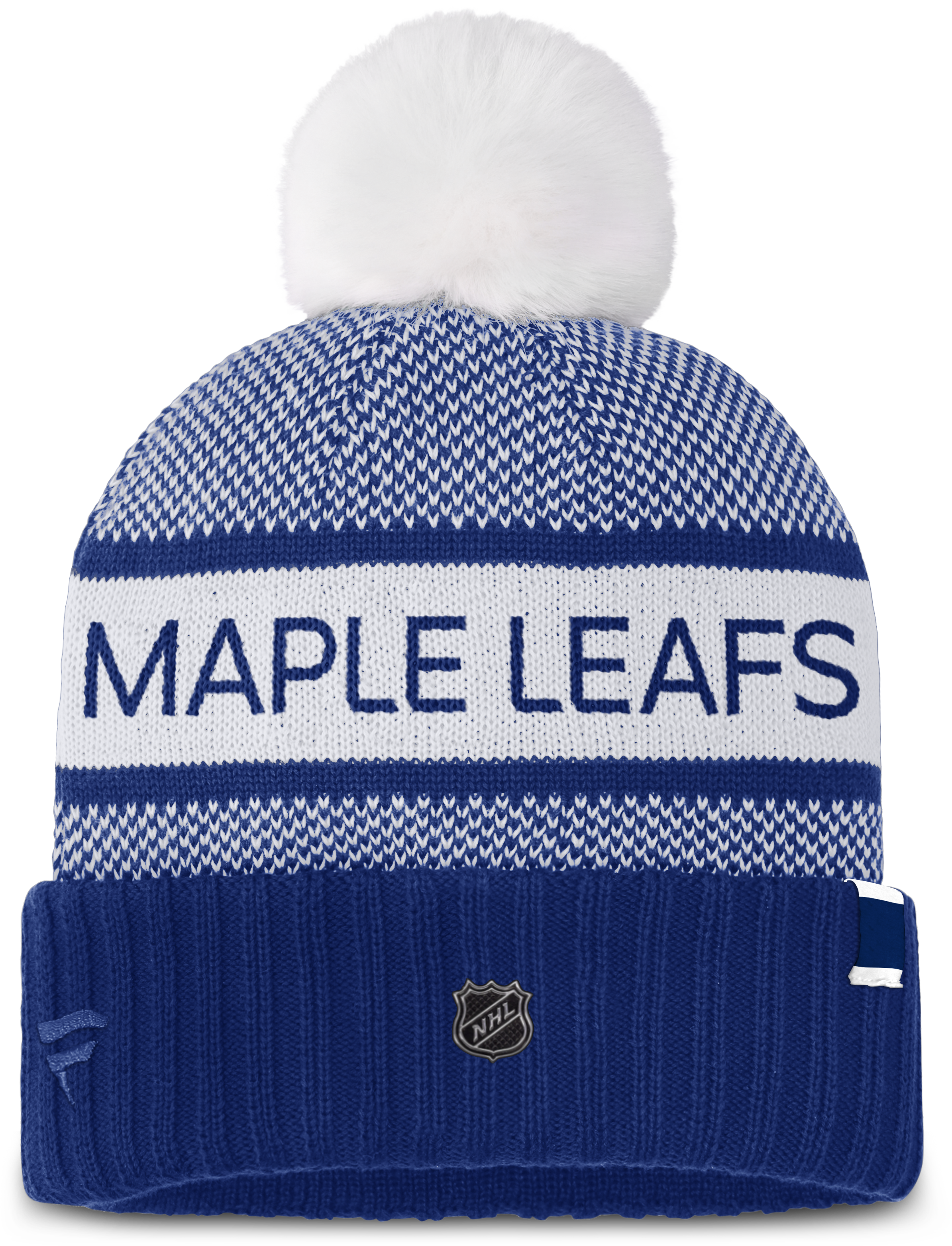 Maple Leafs Fanatics Women's 2023 Authentic Pro Rink Cuffed Pom Toque