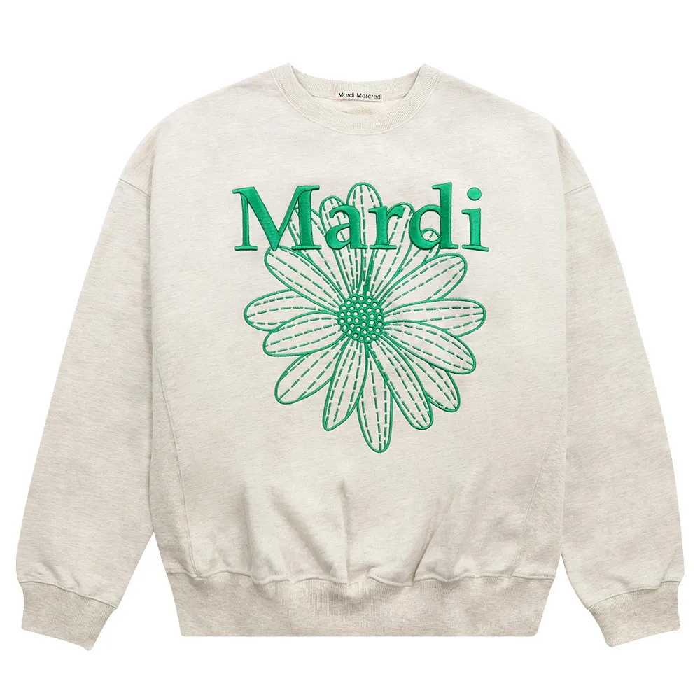 Mardi Mercredi  |Flower Patterns Rib Street Style U-Neck Long Sleeves Plain