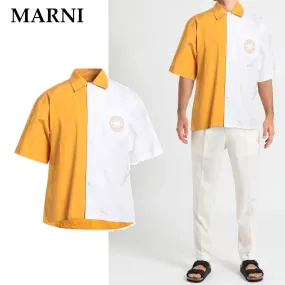 MARNI  |Bi-color Cotton Short Sleeves Oversized Logo Designers