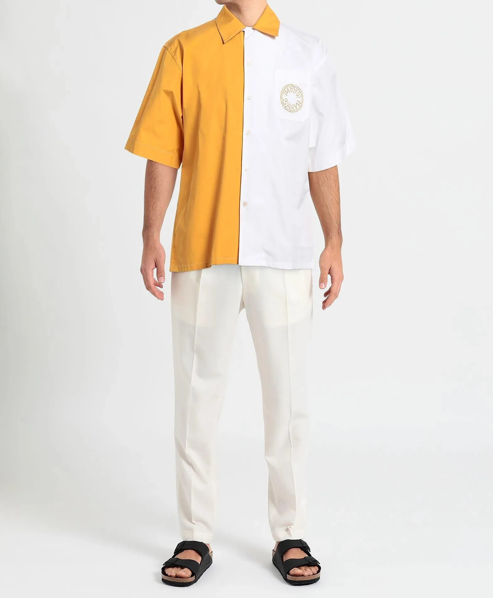 MARNI  |Bi-color Cotton Short Sleeves Oversized Logo Designers