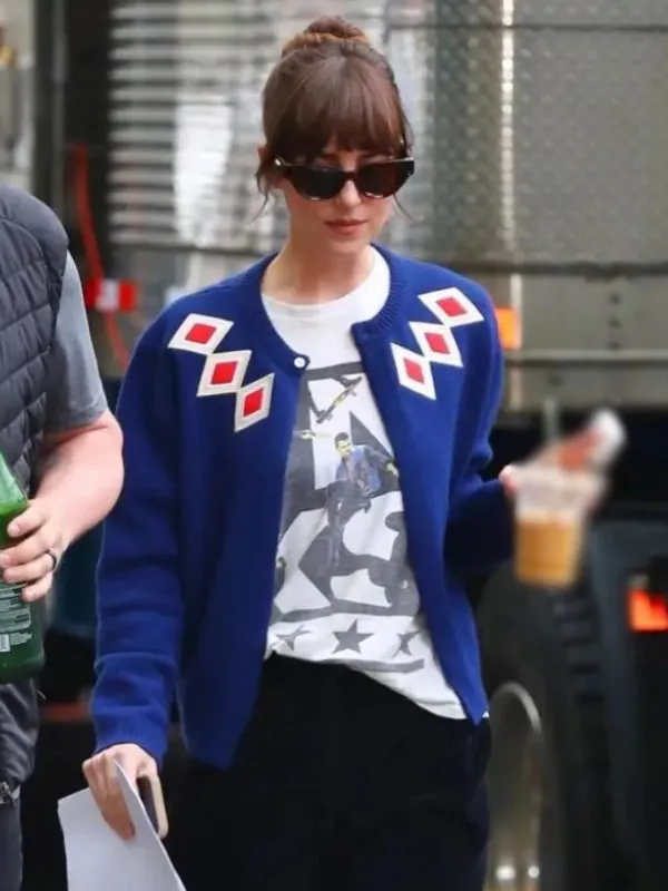 Materialists Cardigan | Dakota Johnson Blue Cardigan