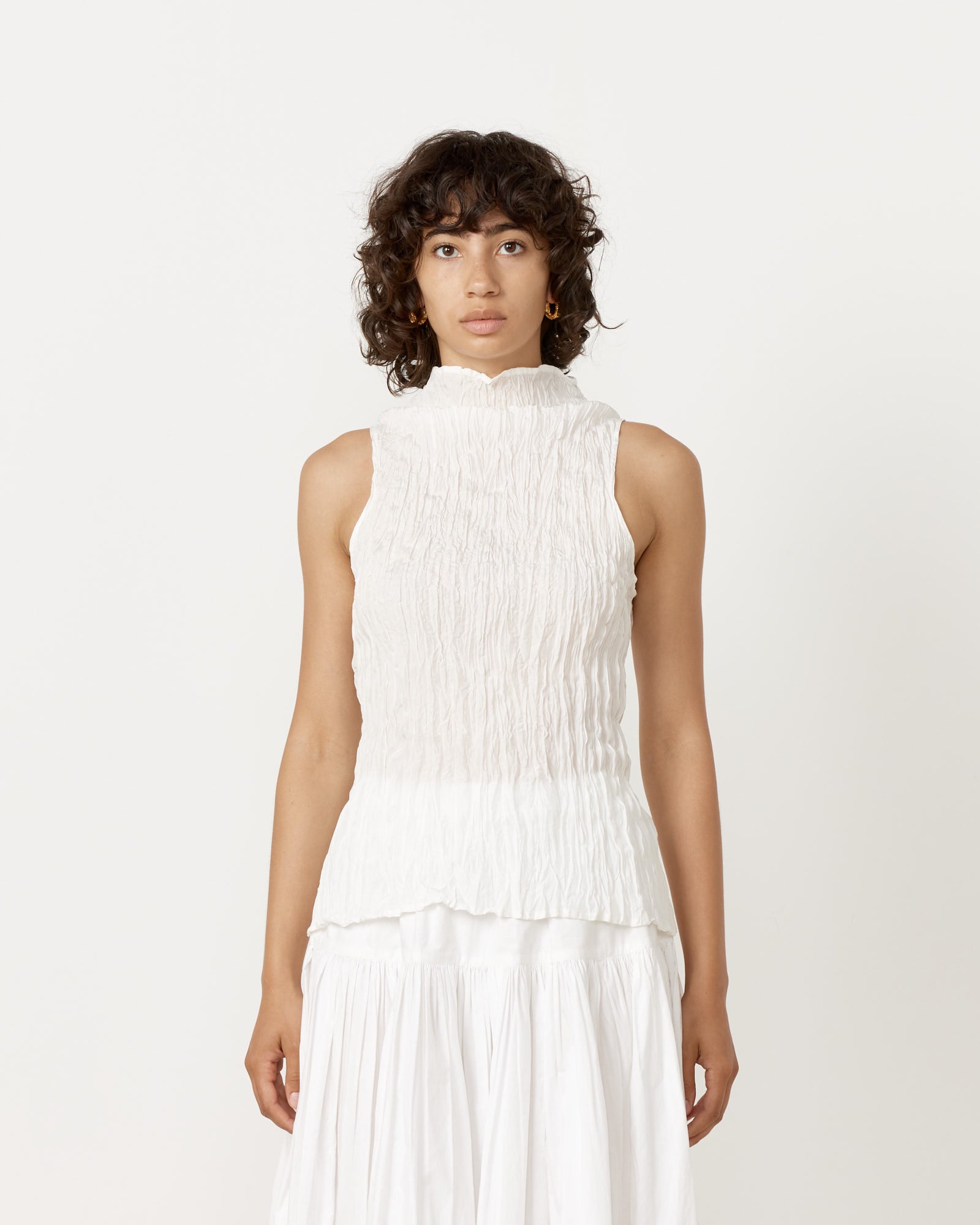 Mauny Pleated Top in Chalk