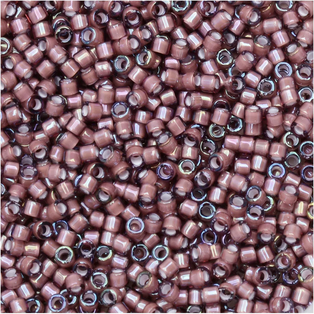 Miyuki Delica Seed Beads, 11/0 Size, #1792 White Lined Dark Smoky Amethyst AB (7.2 Gram Tube)