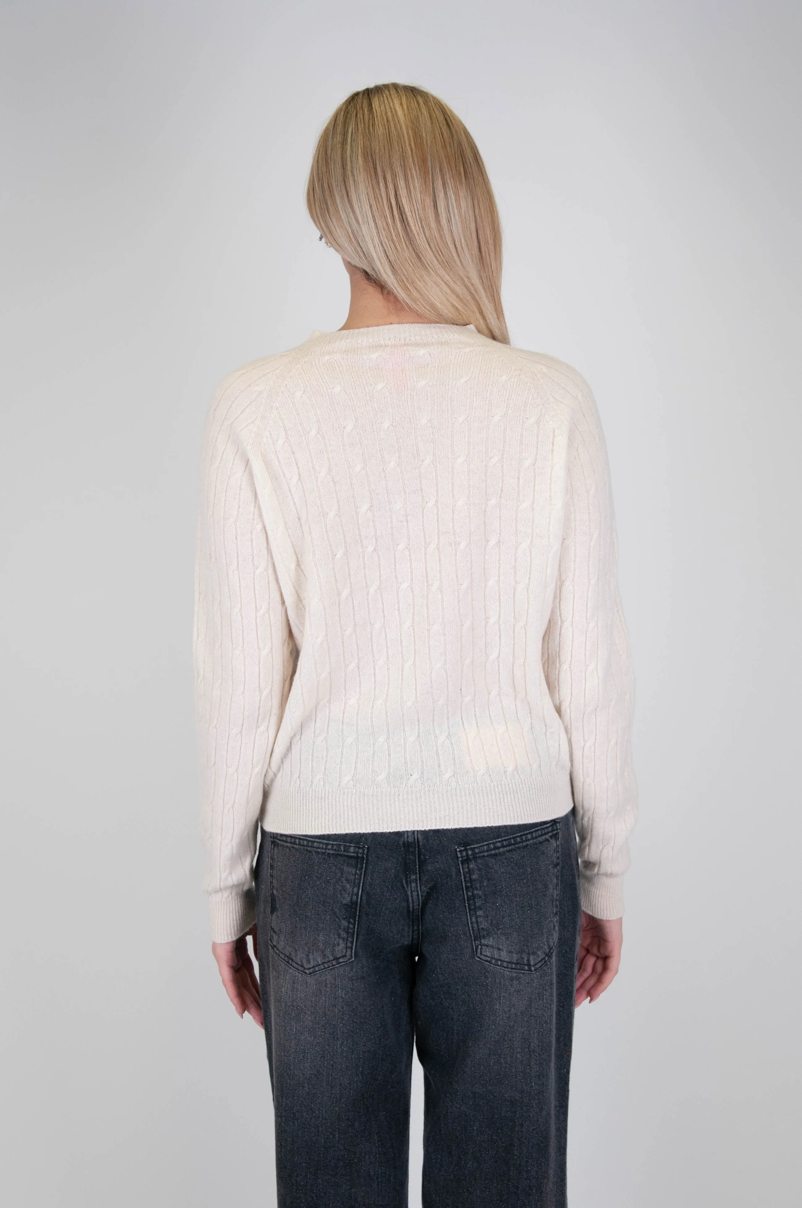 Motel - Maglia girocollo con trecce 100% in puro cashmere