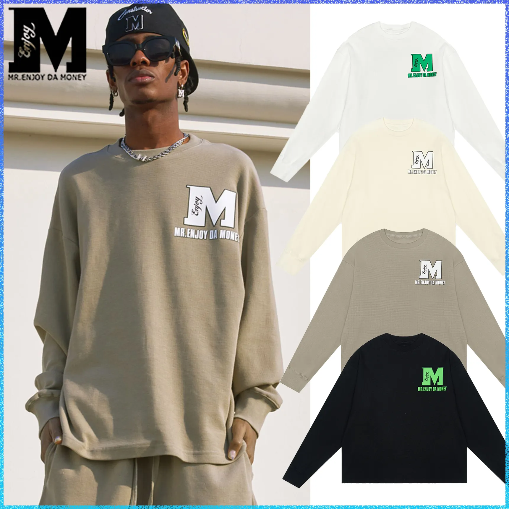 MR. ENJOY DA MONEY  |Crew Neck Unisex Street Style Cotton Oversized Logo