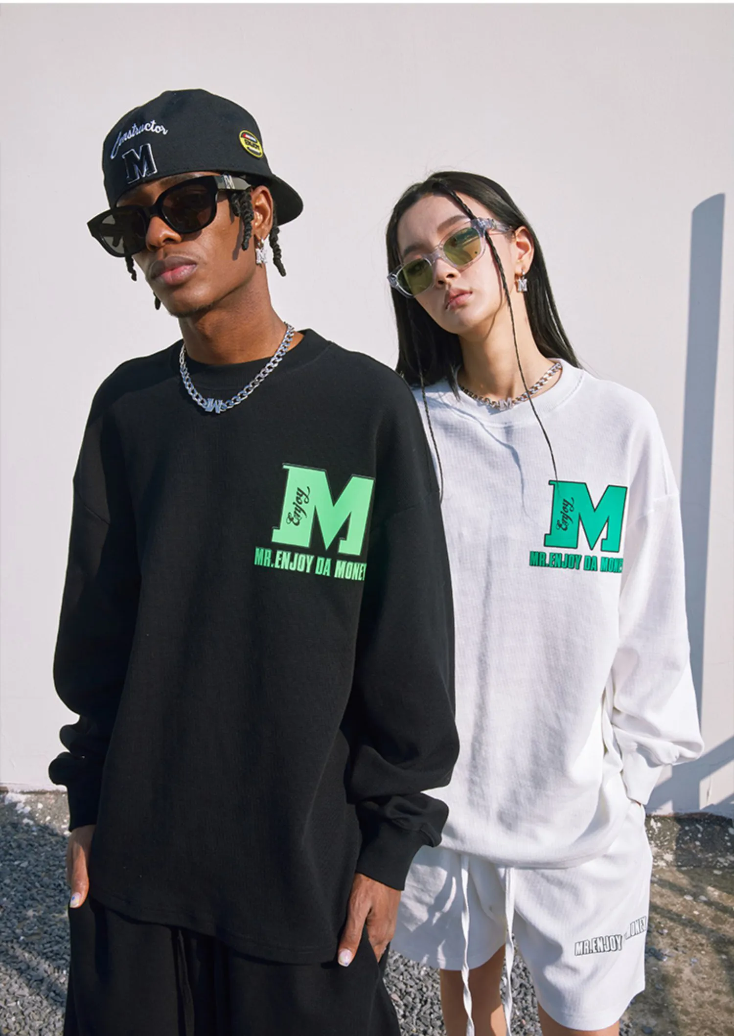 MR. ENJOY DA MONEY  |Crew Neck Unisex Street Style Cotton Oversized Logo