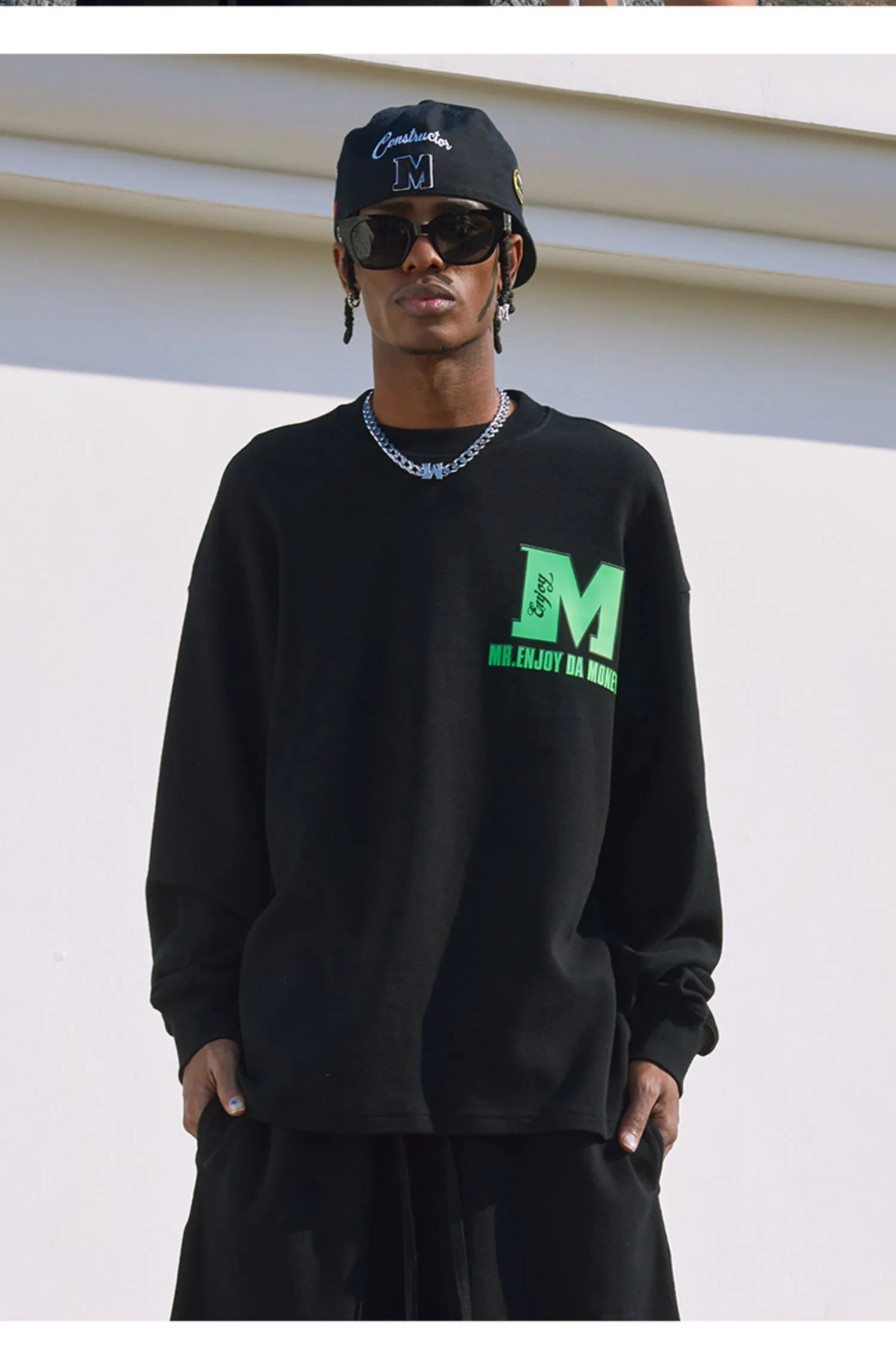 MR. ENJOY DA MONEY  |Crew Neck Unisex Street Style Cotton Oversized Logo