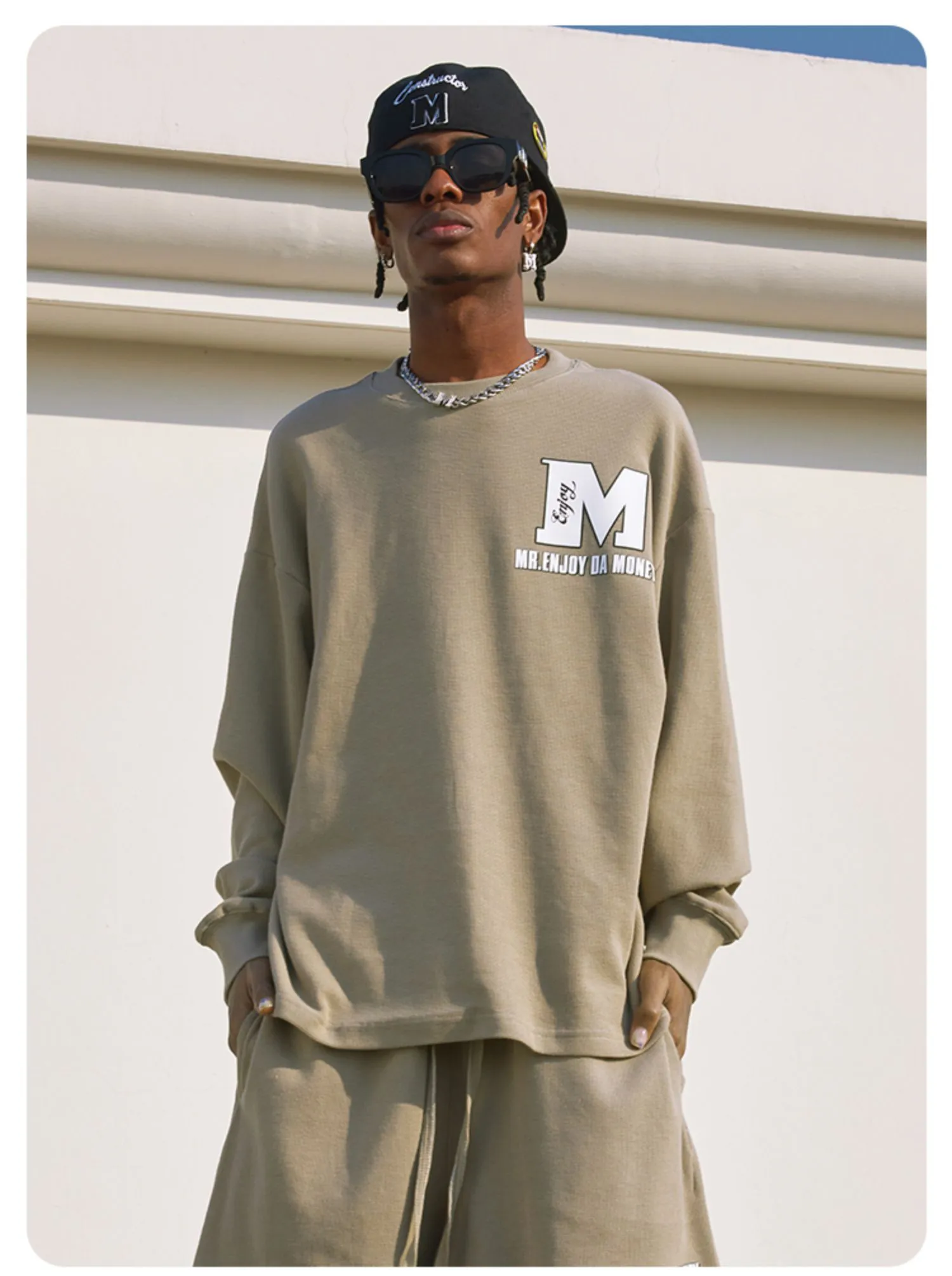 MR. ENJOY DA MONEY  |Crew Neck Unisex Street Style Cotton Oversized Logo