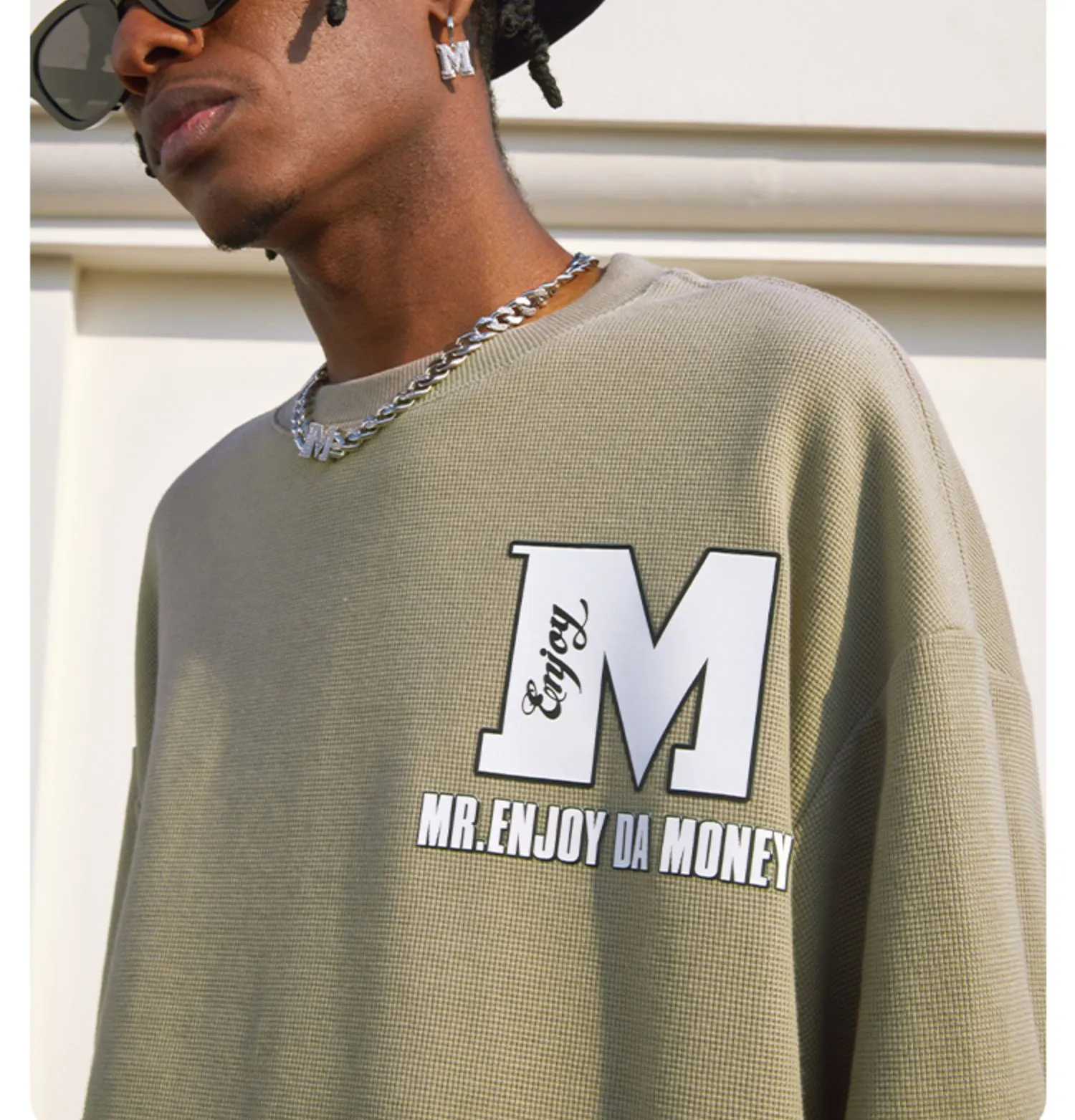 MR. ENJOY DA MONEY  |Crew Neck Unisex Street Style Cotton Oversized Logo