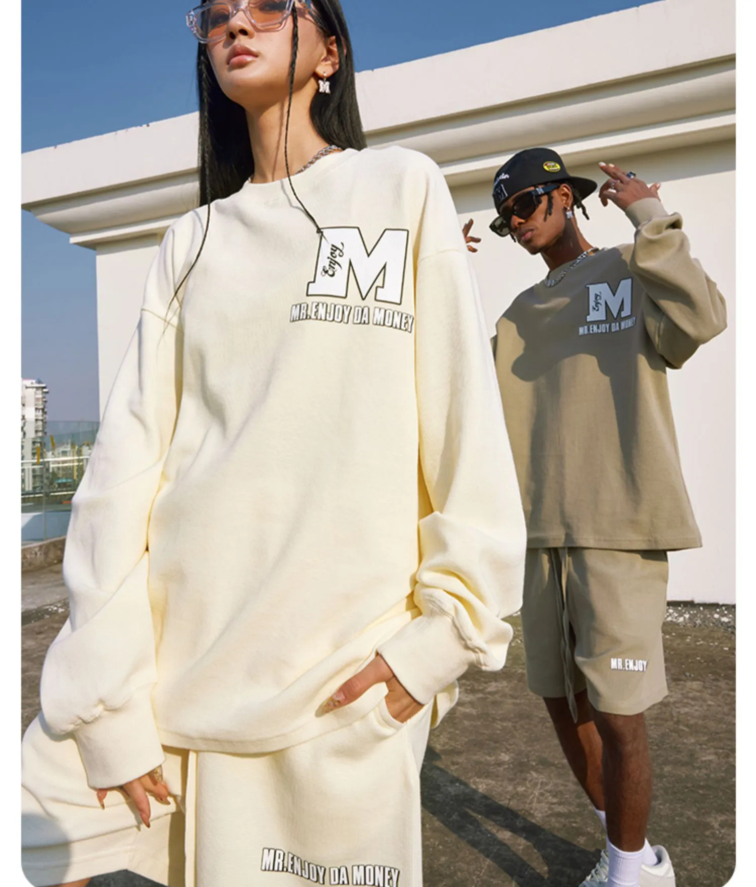 MR. ENJOY DA MONEY  |Crew Neck Unisex Street Style Cotton Oversized Logo