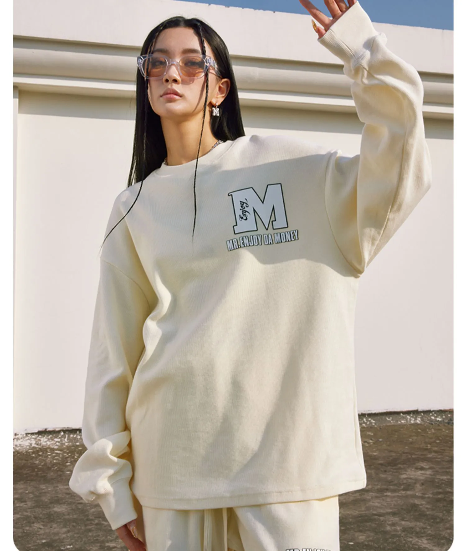 MR. ENJOY DA MONEY  |Crew Neck Unisex Street Style Cotton Oversized Logo