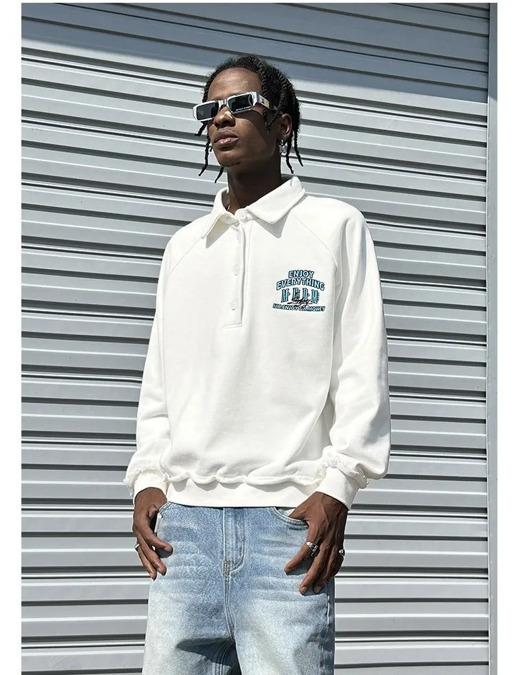 MR. ENJOY DA MONEY  |Unisex Street Style Long Sleeves Plain Oversized Logo Tops