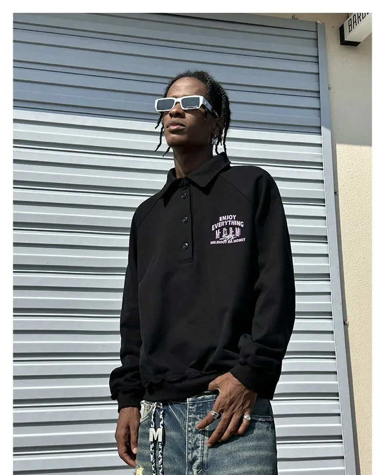 MR. ENJOY DA MONEY  |Unisex Street Style Long Sleeves Plain Oversized Logo Tops