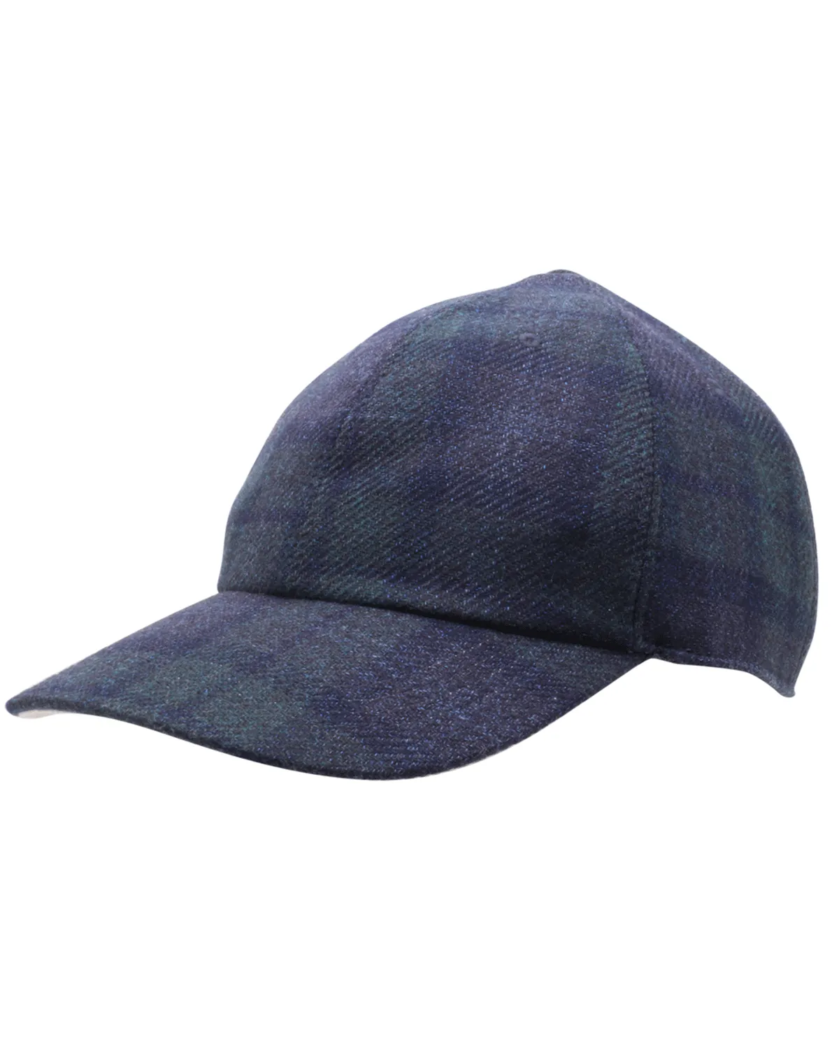 Navy and Green Plaid Baseball Cap