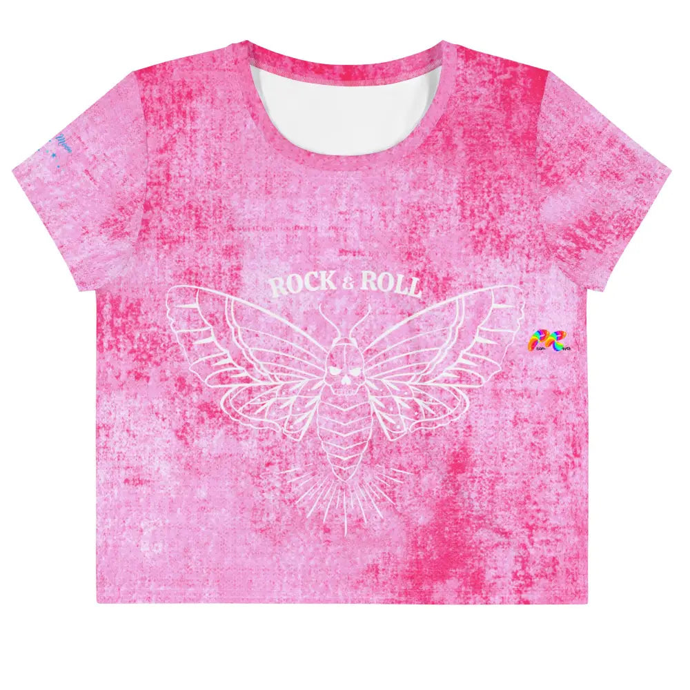 Pink Rock Goth Moth Crop T-Shirt