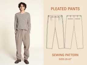 Pleated pants sewing pattern- Sizes 26-42