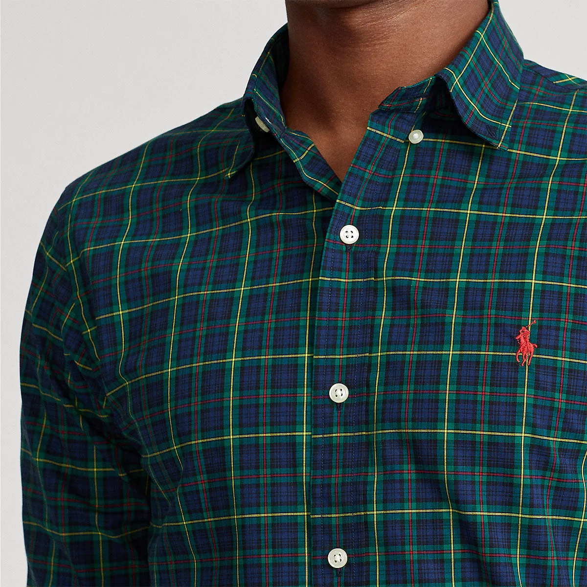 Polo Ralph Lauren - Custom Fit Plaid Poplin Shirt in Navy/Green