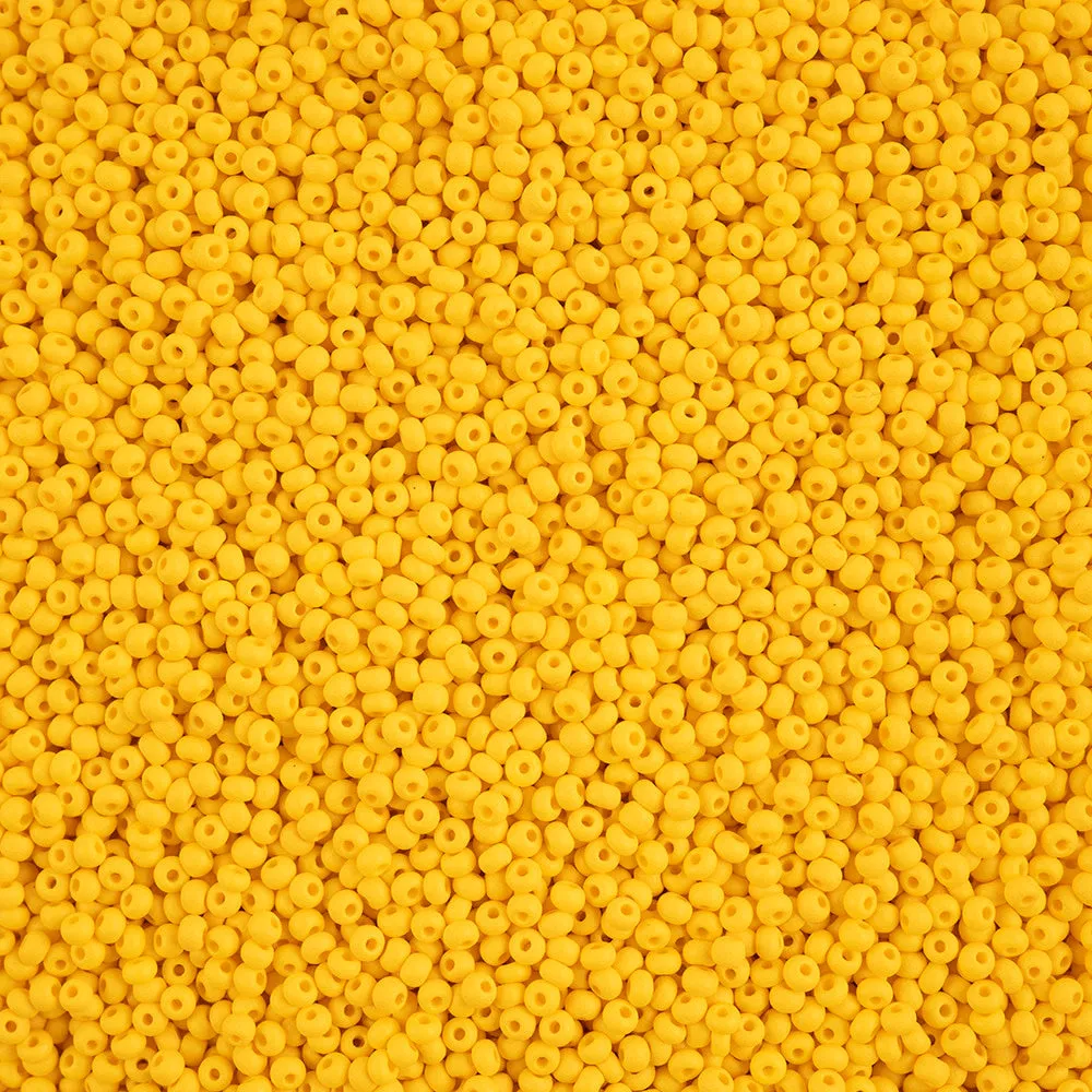 Preciosa Czech Glass, 11/0 Round Seed Bead, PermaLux Dyed Chalk Dark Yellow - Matte (1 Tube)