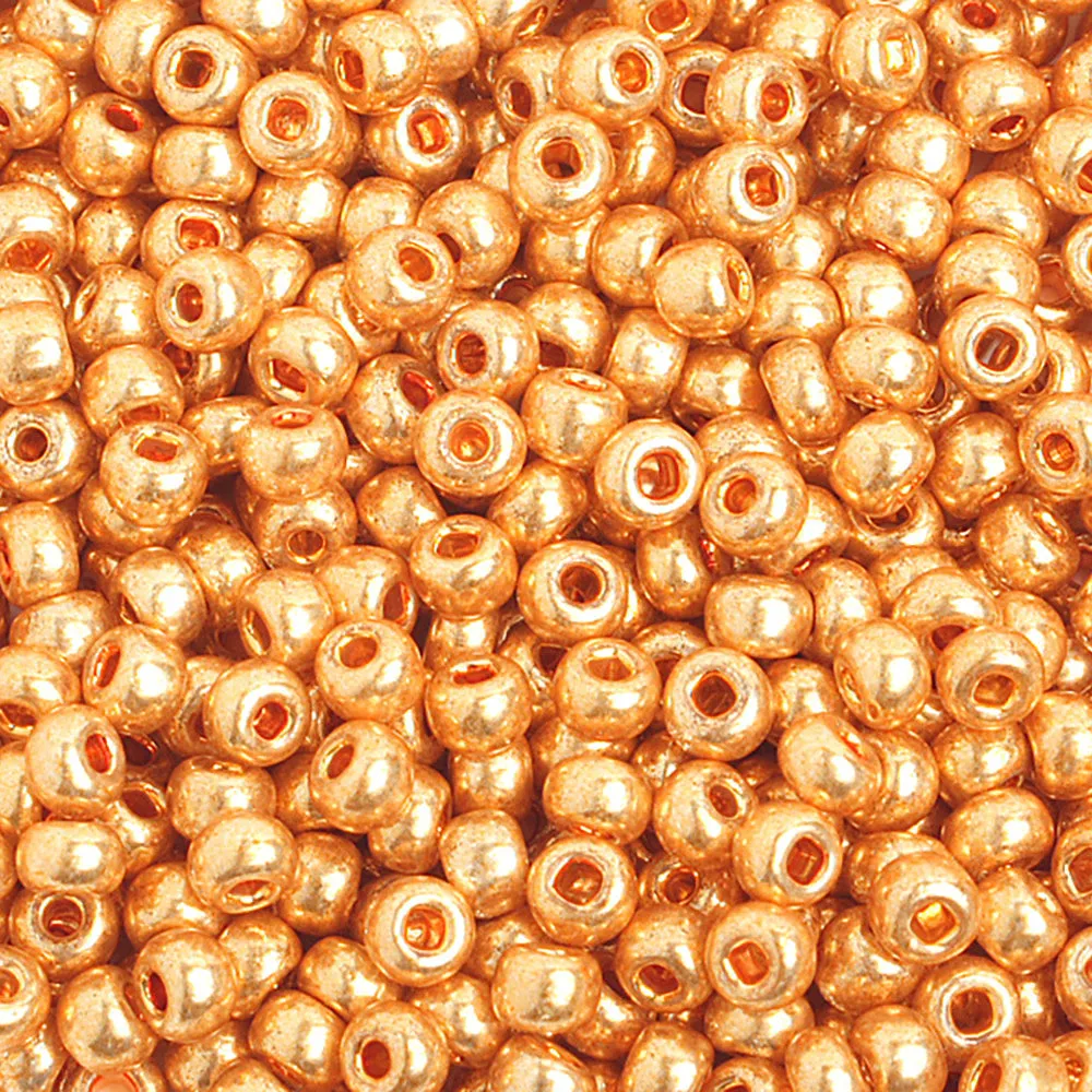 Preciosa Czech Glass, 6/0 Round Pony Seed Bead, Metallic Gold (1 Tube)