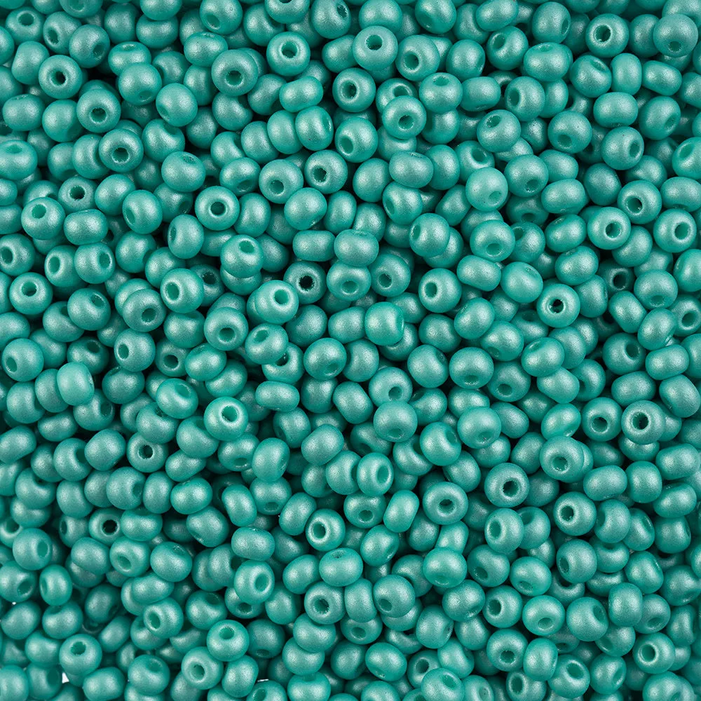 Preciosa Czech Glass, 6/0 Round Pony Seed Bead, PermaLux Dyed Chalk Mint (1 Tube)