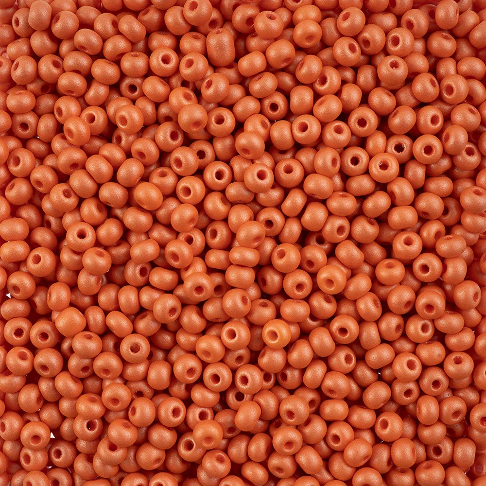 Preciosa Czech Glass, 6/0 Round Pony Seed Bead, PermaLux Dyed Chalk Orange (1 Tube)