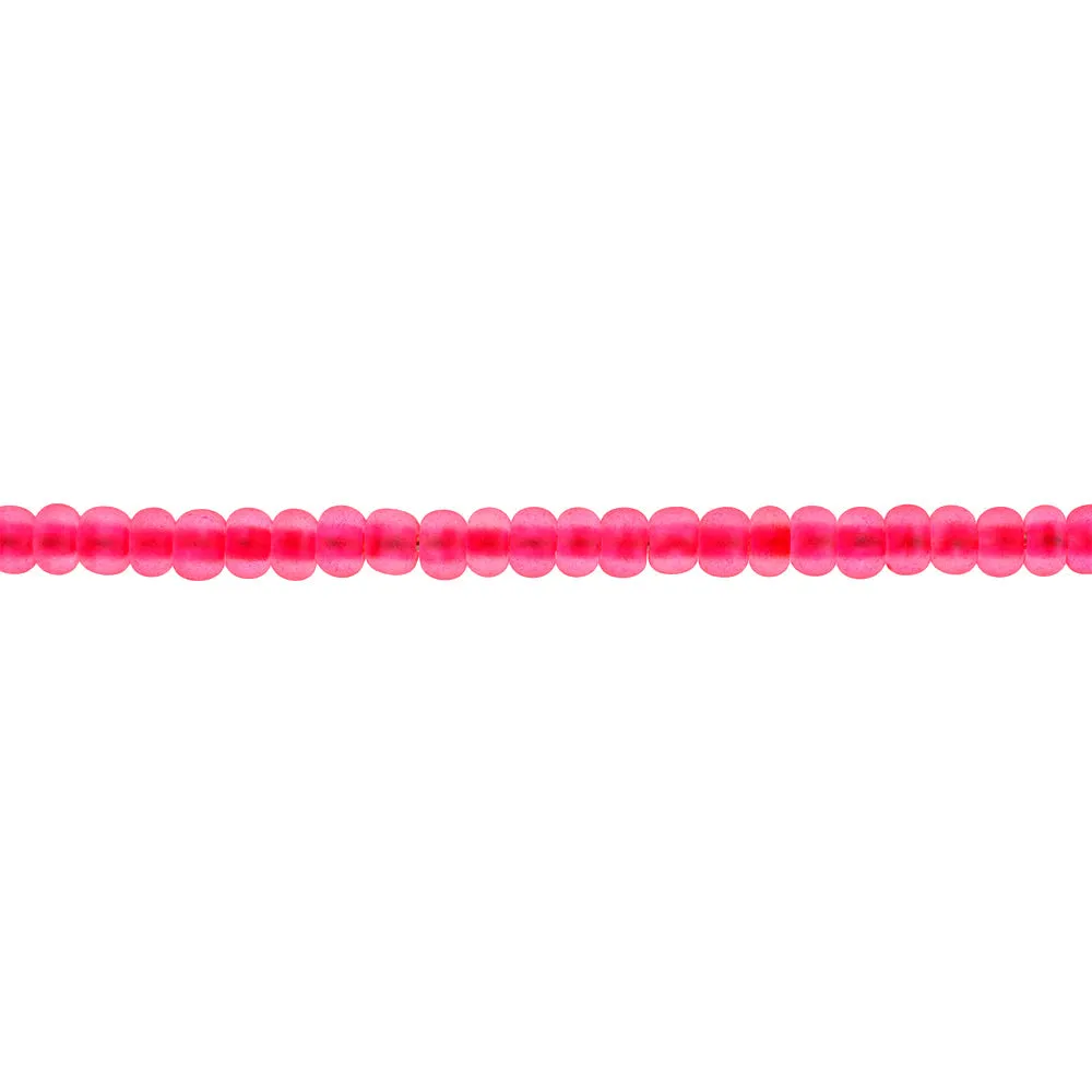 Preciosa Czech Glass, 6/0 Round Pony Seed Bead, Transparent Neon Hot Pink (1 Tube)