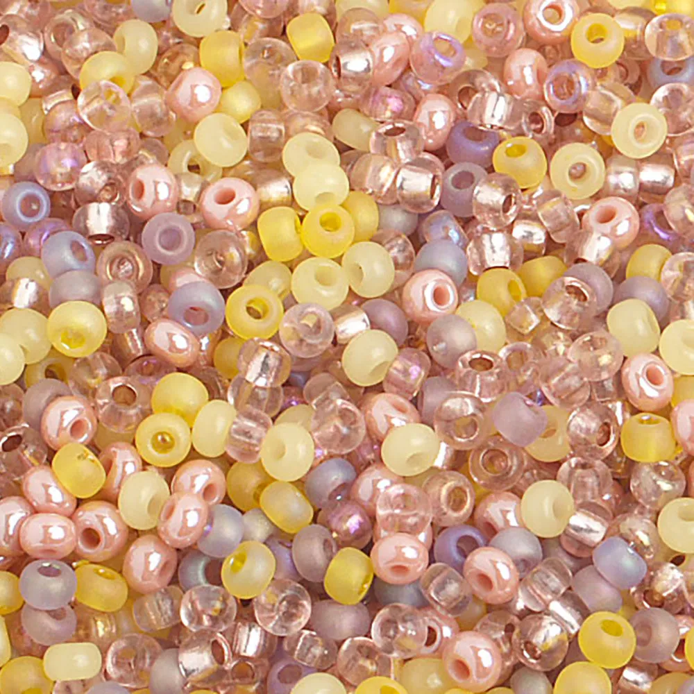 Preciosa Czech Glass, 8/0 Seed Bead, Multi Topaz/Pink (1 Tube)