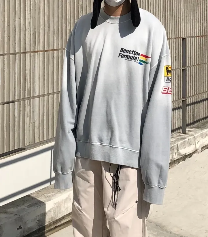 RASHOMONG  |Unisex Street Style Plain Oversized Logo Sweatshirts