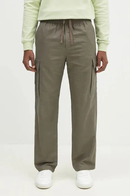 Samsoe Samsoe linen blend trousers green color